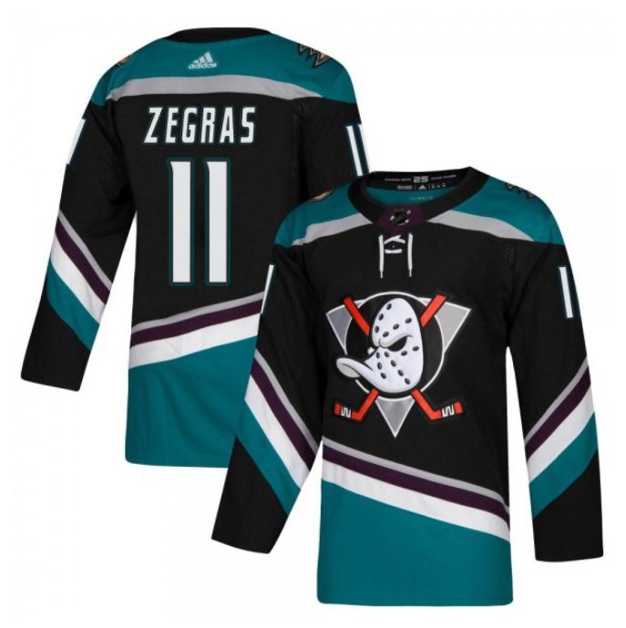 Men's Anaheim Ducks #11 Trevor Zegras Black Stitched Hockey Jersey